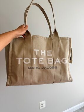 Marc Jacobs Canvas Tote in Tan with White Logo